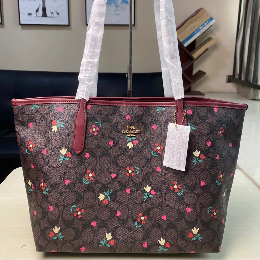 Coach City Tote Bag with Floral Print in Signature Canvas, Luxury, Bags ...
