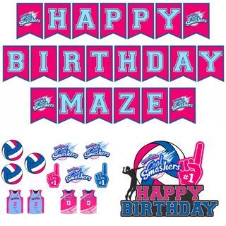 Creamline Cool Smashers PVL Team Volleyball Theme Birthday Party Banner Cupcake Cake Topper Decoration Personalized