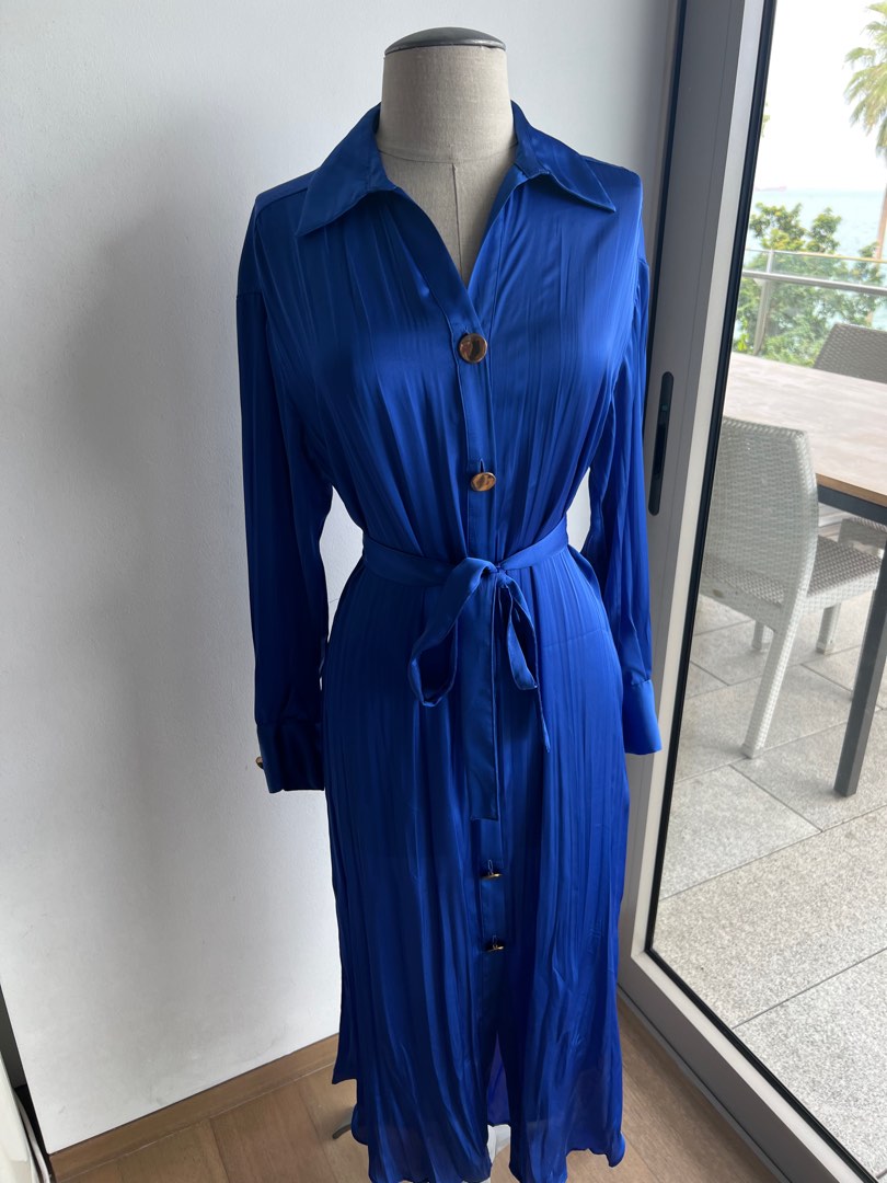 Electric Blue Silk Dress Women s Fashion Dresses Sets Dresses