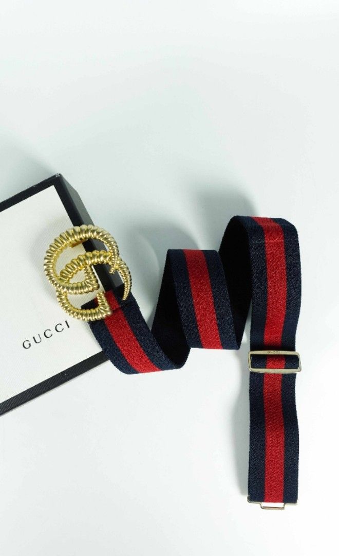 Web elastic belt with sales torchon double g buckle