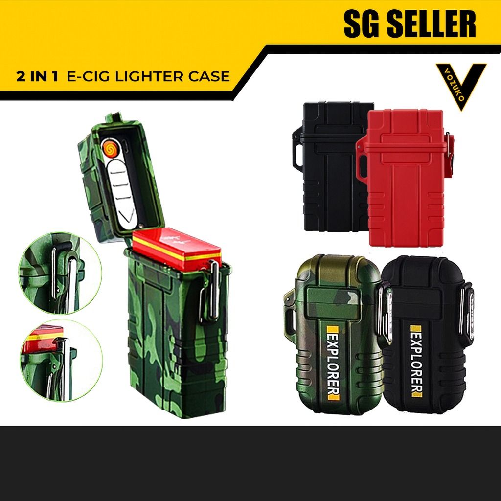 FREE DELIVERY] ELECTRONIC LIGHT-ER AND WATERPROOF HARD CASE WINDPROOF DRY  BOX WITH USB RECHARGEABLE [C242], Hobbies & Toys, Travel, Travel Essentials  & Accessories on Carousell