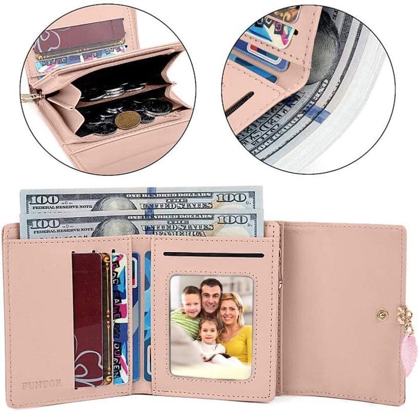 FT Funtor RFID Wallets for Women, Leaf Card Holder Trifold Ladies ...