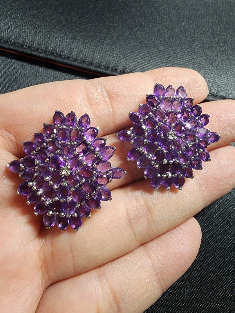 Purple top amethyst earrings