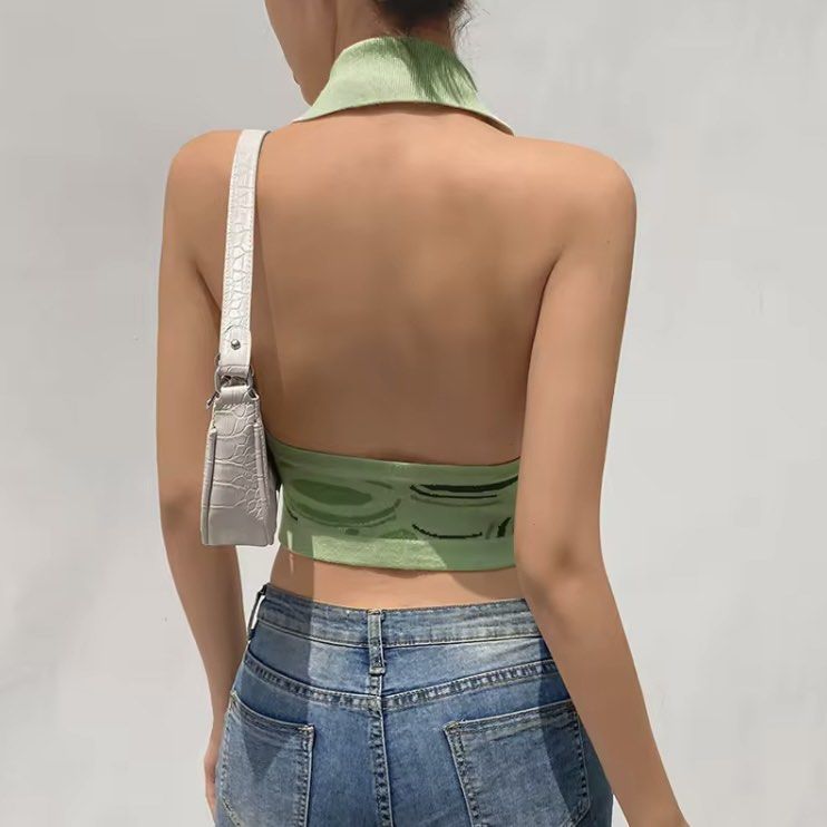 Green Retro V-Neck Lapel Halter Top (Category: Sleeveless) located in Cainta. Submitted by dysnae (Listing ID 1252110054, Image 2). Description: SweetyTop Women’s 2021 Irregular Print Contrast Woolen Lapel Deep V Crimson Sleeveless Top * size S * made with a thick and soft knit material 🤍 * bought from the orange app * bought for ₱700 * never used (completely forgot i had it) * super cute and well made! * rfs : not really my style anymore + decl