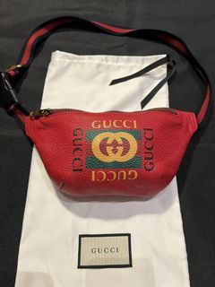 Gucci Logo Belt Bag Hibiscus Red in Grained Calfskin with Gold-tone - US