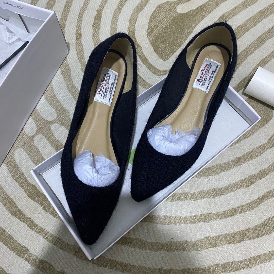 Ladies harris sales tweed ballerina slippers