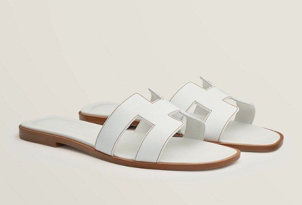 Hermes oran sandals sale white