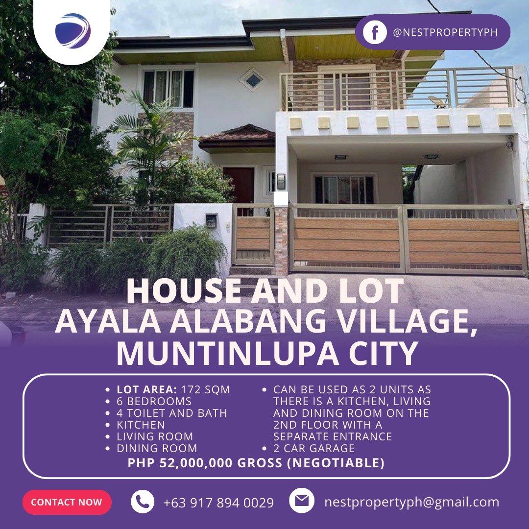 House and Lot Ayala Alabang Village, Muntinlupa City For SALE