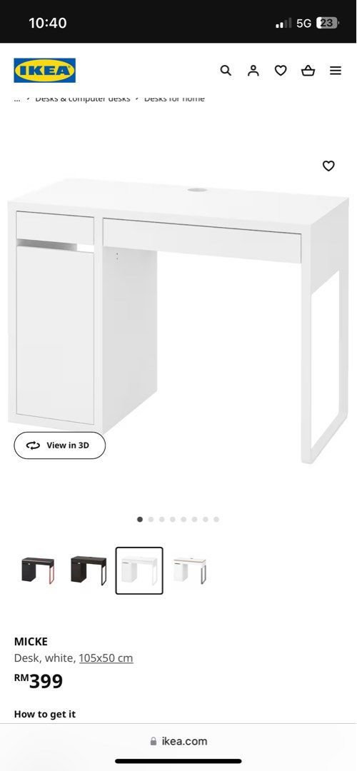 IKEA Micke Desk, Furniture & Home Living, Furniture, Tables & Sets on