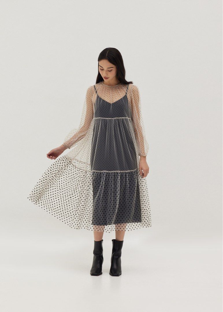 LB Leighton Polka Dot Tulle Dress Women s Fashion Dresses Sets Dresses on Carousell