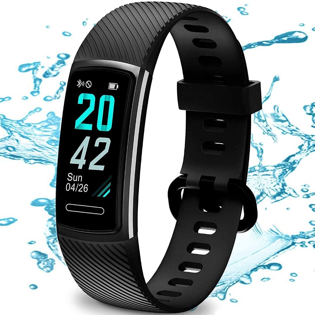 Letscom Fitness Tracker, Activity Tracker Watch with Heart Rate Monitor,  Step Counter, Calorie Counter, Pedometer for Women and Men, Black 
