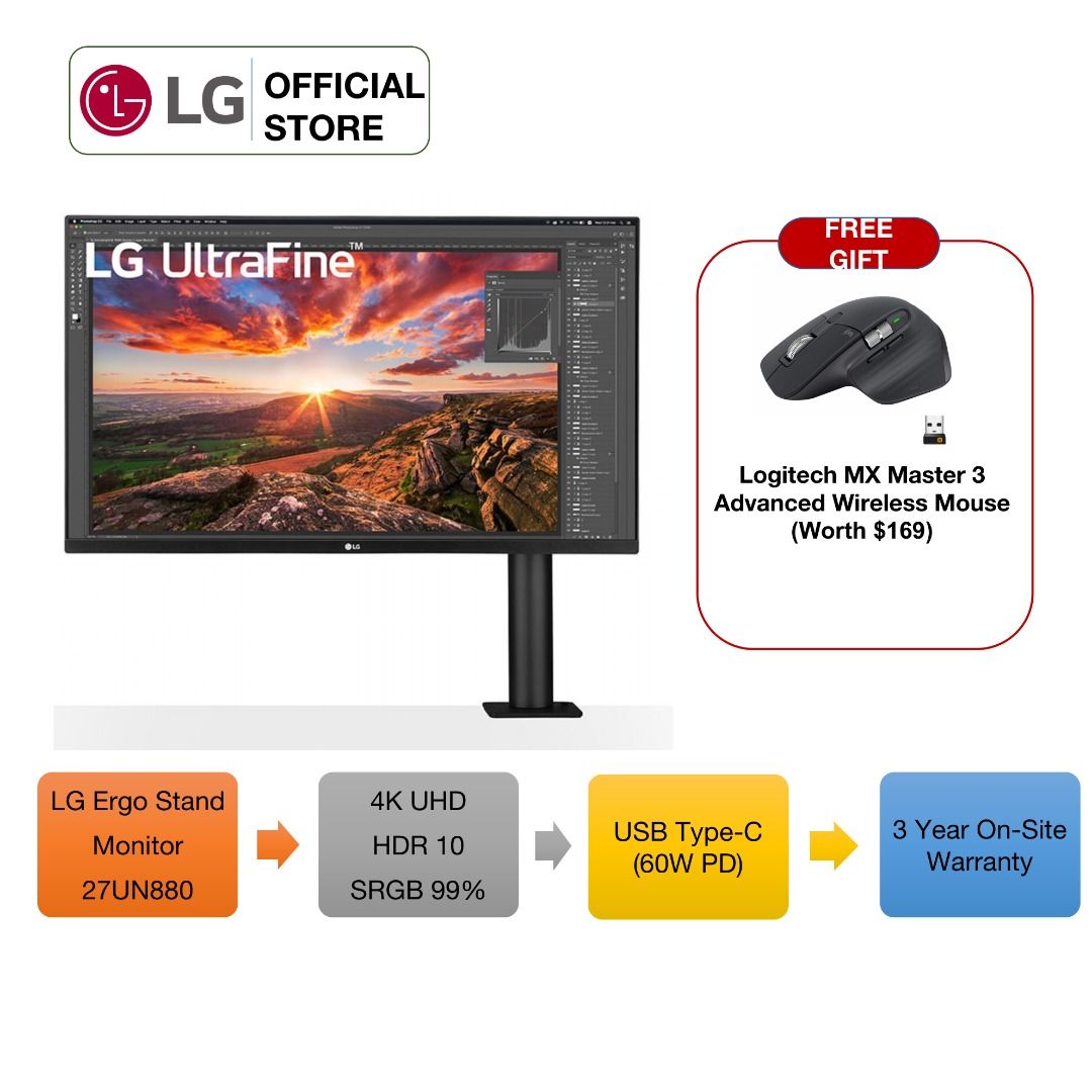 LG 32 Class Ultrafine UHD IPS Monitor with ErgoStand