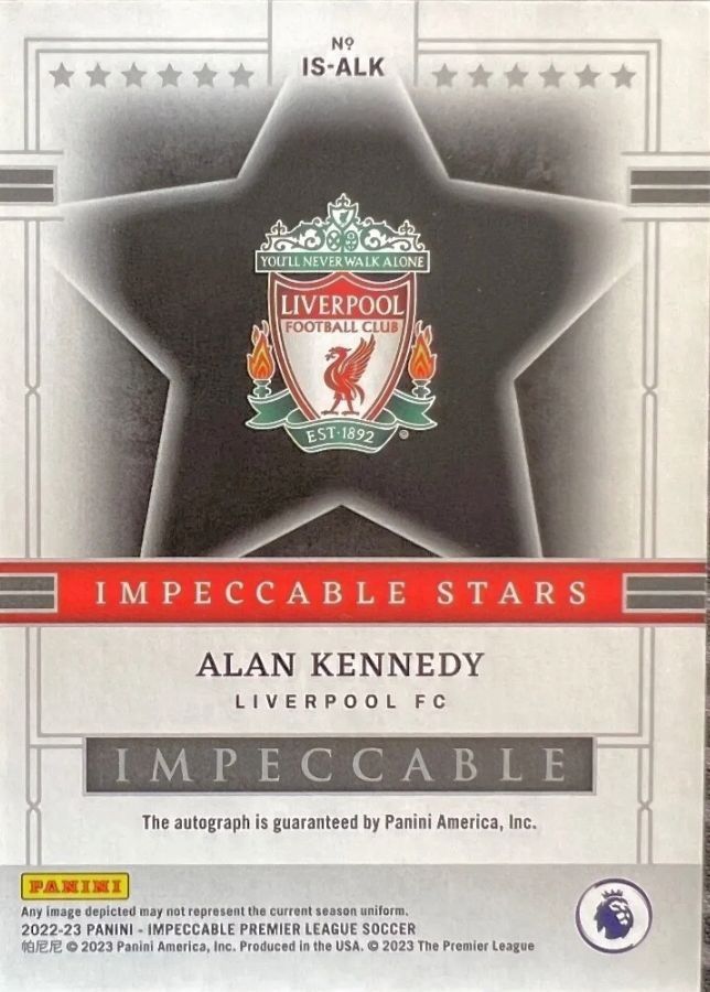 Liverpool Legend Alan Kennedy 2022-23 Panini Impeccable Stars Silver Auto  /49