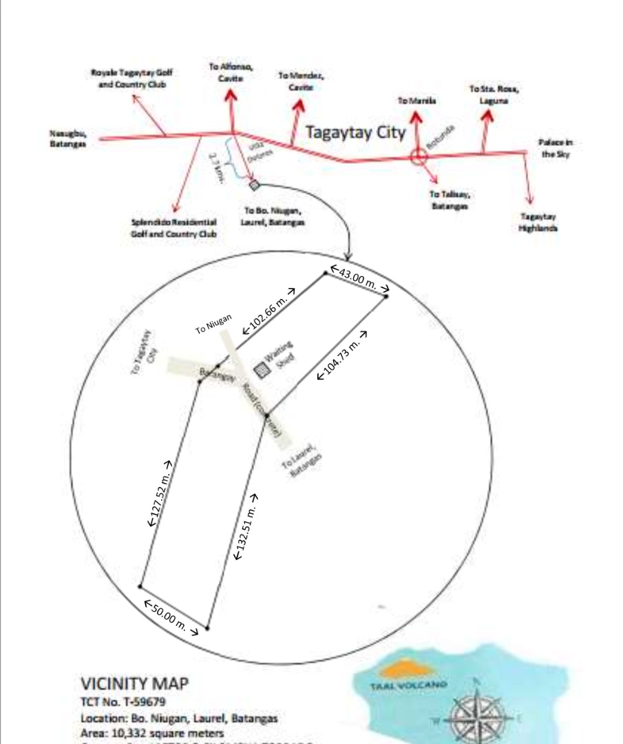 Lot for Sale Bo. Niugan, Laurel Batangas Overlooking Taal Lake and