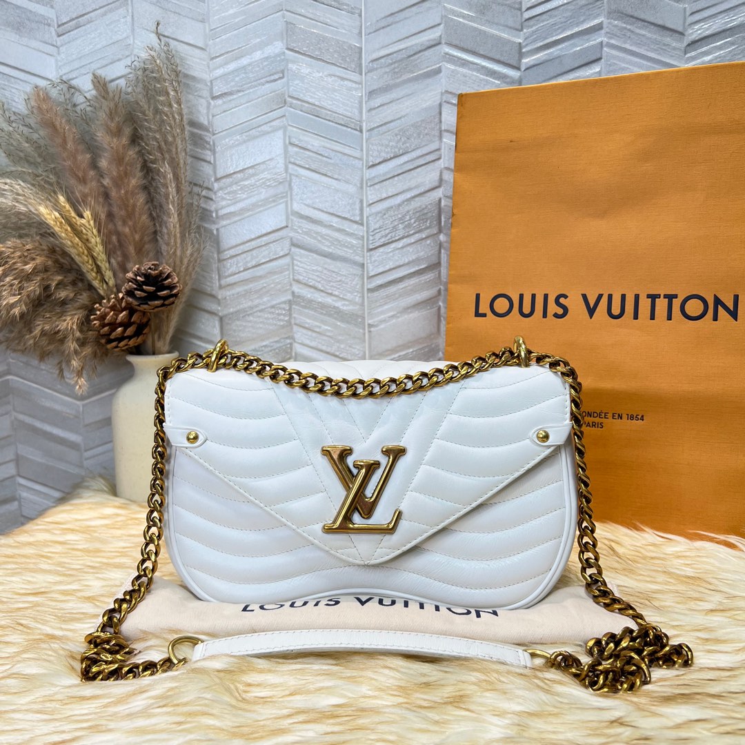 Louis Vuitton New Wave Flap, White with Gold Hardware, Preowned in