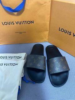 Louis Vuitton Black Damier Embossed Rubber Waterfront Flat Slides Size 41.5 Louis  Vuitton