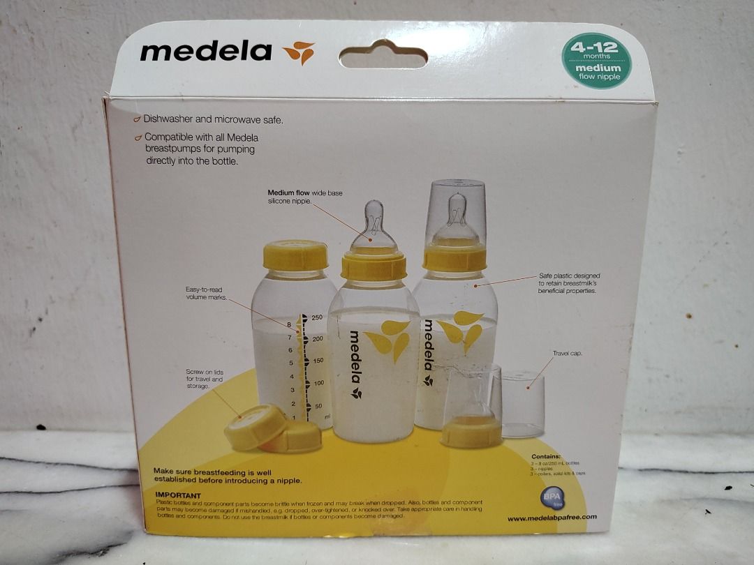 Medela 250ml botol susu set milk bottle 3 pieces, Babies & Kids ...