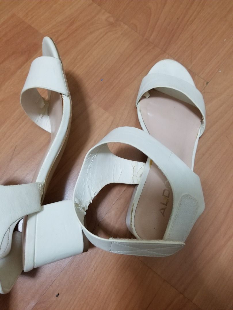Miscellaneous items (Category: Free Items) located in Singapore. Submitted by onceuponawonderer (Listing ID 1252154266, Image 2). Description: Mixed items, some are re-bless because not the right size. Please see photos for condition/defects. Black bata wedge, 37. Peeling on the sides due to heavy usage. White aldo wedge, 35. Peeling due to kept in storage for too long. Brown bag, need a new strap and zipper handle, otherwise good. Black Kipling 