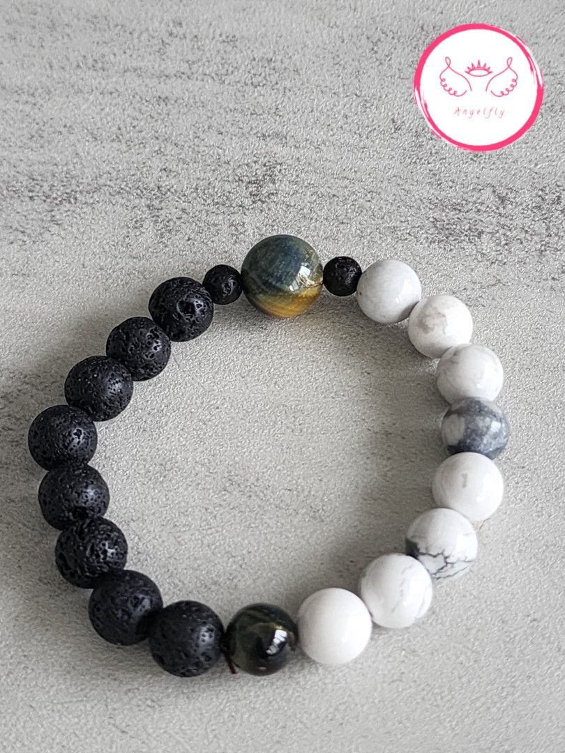 White lava shop bead bracelet