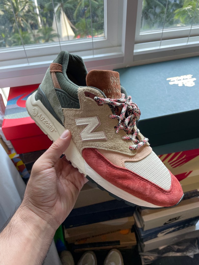 NEW BALANCE Made in USA 998 Core rubber-trimmed leather, mesh and suede  sneakers | NET-A-PORTER