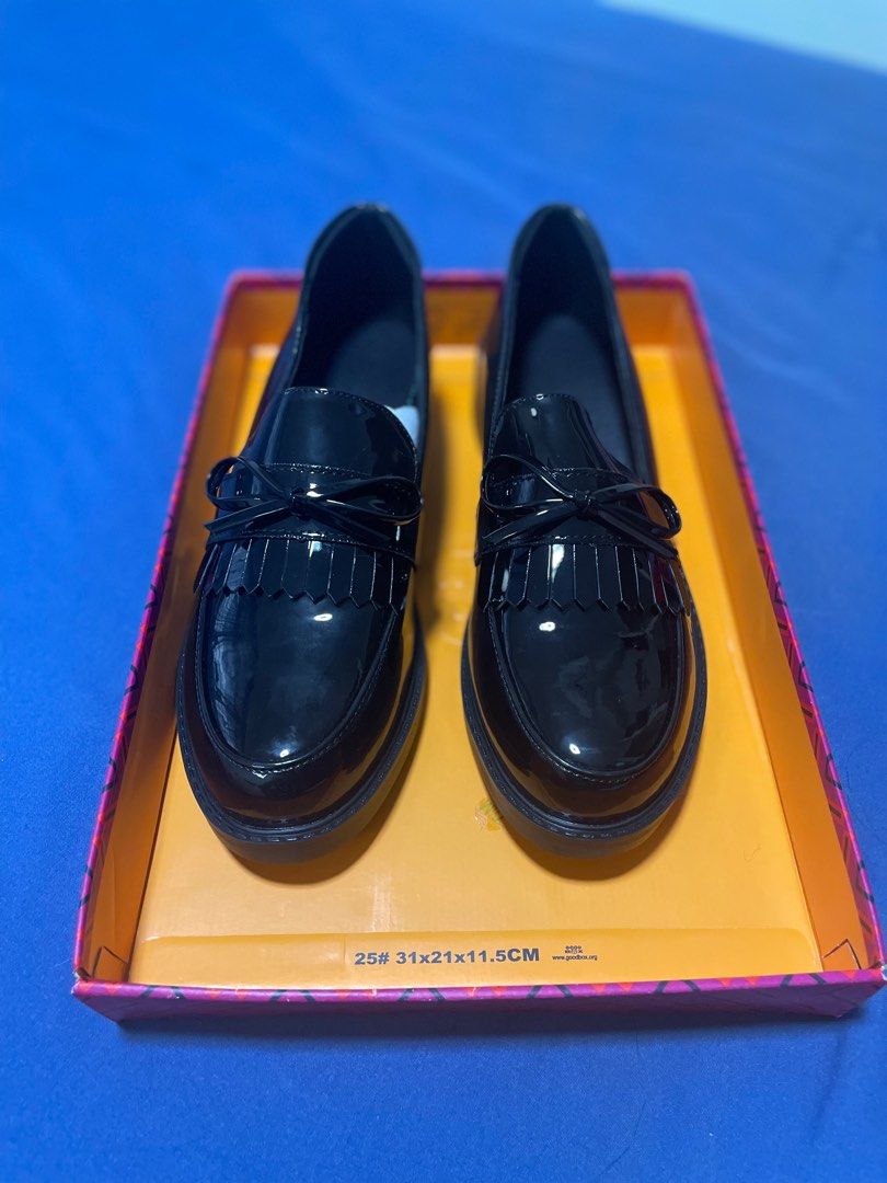 Patent black loafers
