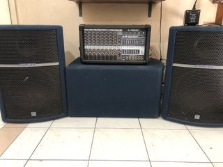 Peavey XR684 powered mixer and Yorkville speakers. From Canada
