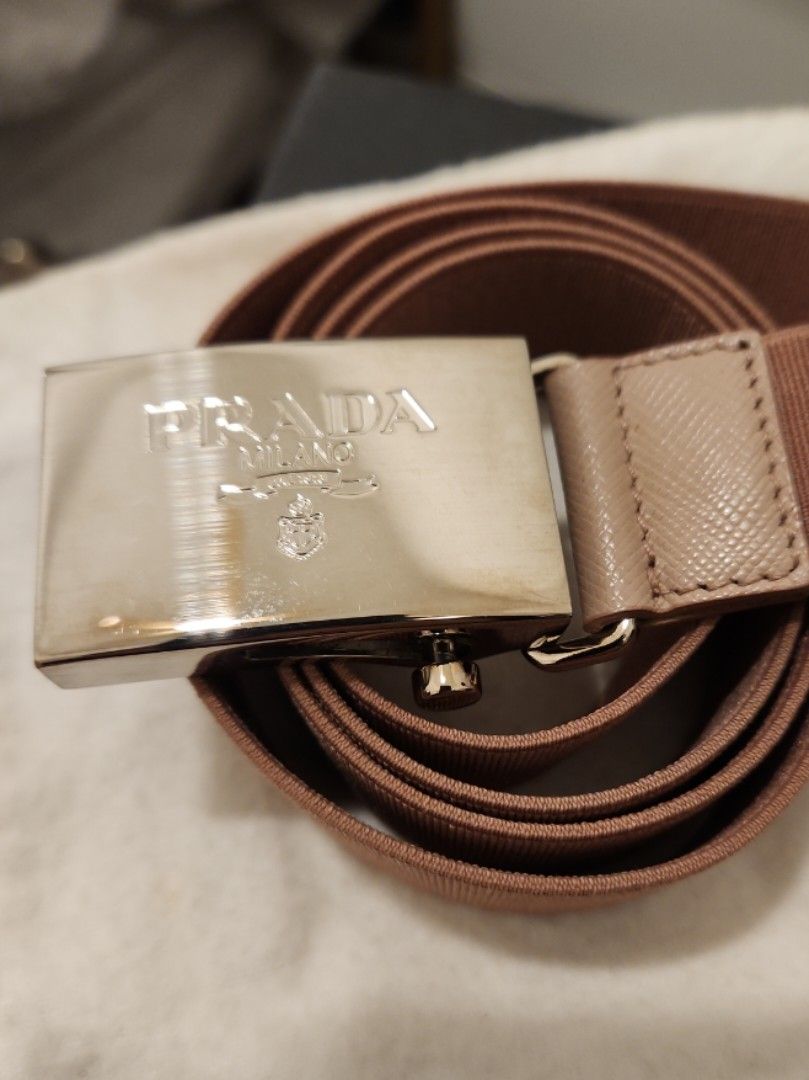 Prada light blush pink and rose gold belt. luxury-women-prada-used-  main image 4