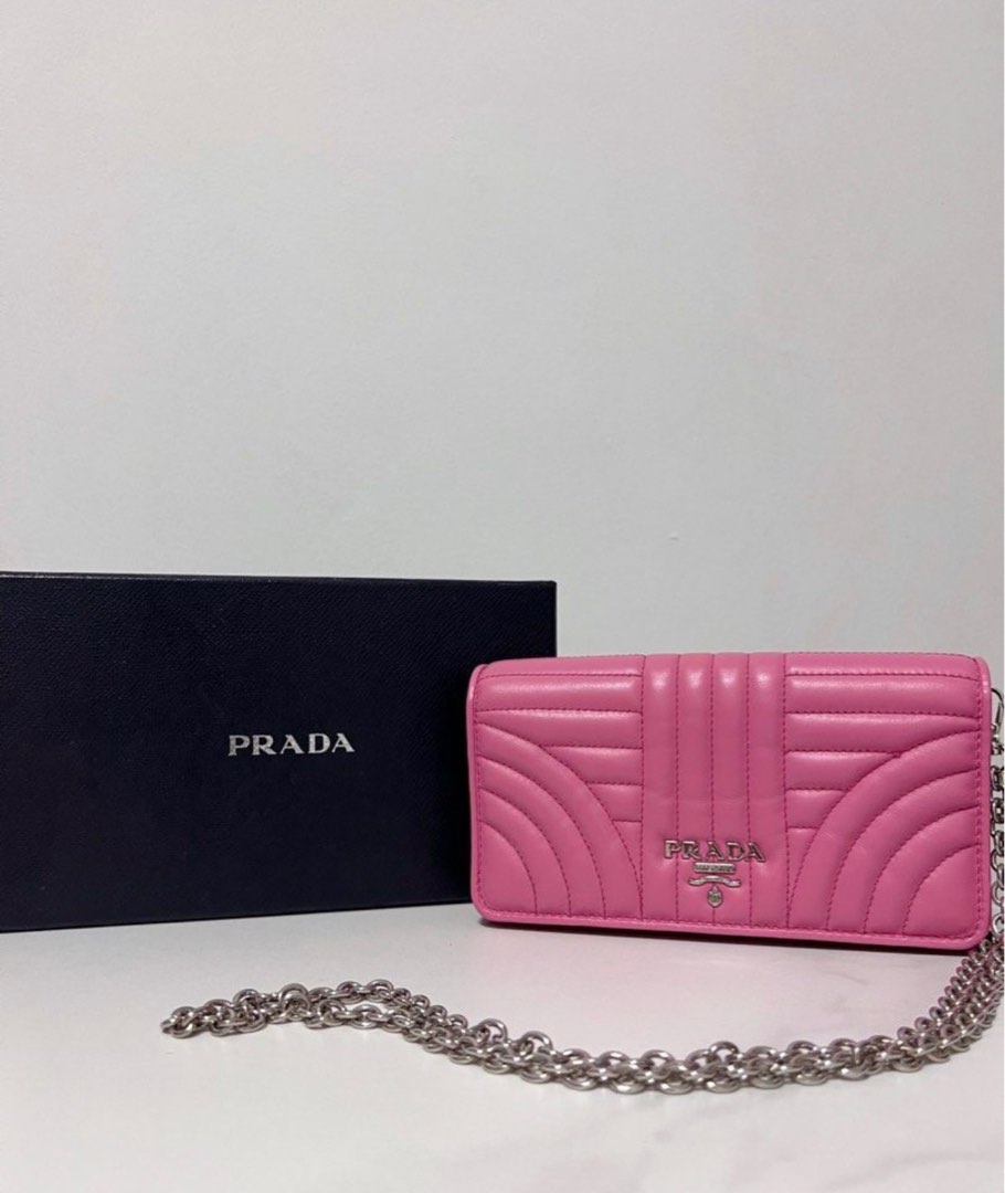 Prada Pink Saffiano Leather Wallet on Chain, Luxury, Bags & Wallets on  Carousell