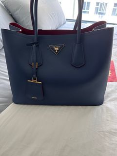 Baltic Blue Large Prada Galleria Saffiano Leather Bag