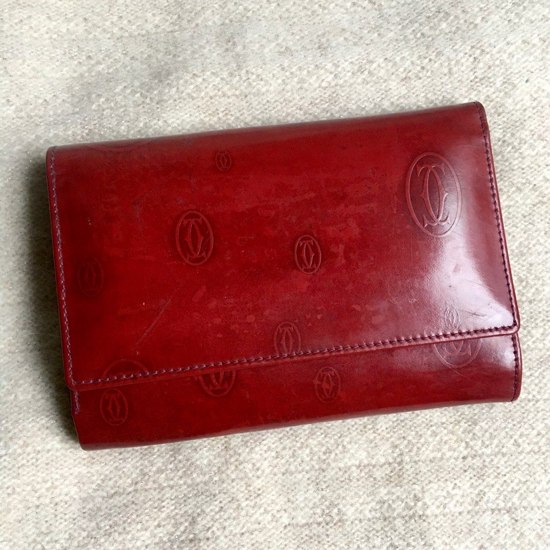 Rare Cartier medium wallet happy birthday (Category: Luxury Bags & Wallets) located in Baguio. Submitted by vintagefox (Listing ID 1252101367, Image 2). Description: Rare happy birthday Cartier bifold wallet medium wallet with coin compartment hardware still golden with surface scratches and some discoloration on the outside good condition inside 😊 fixed price na po ❤️ ☮️ Disclaimer: NO COPYRIGHT INFRINGEMENT INTENDED. Product trademark reserved