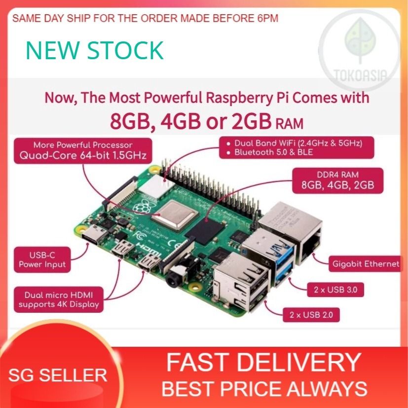 Official Original Raspberry Pi 4 Model B Dev Board or 4b Kit(G) RAM 1GB 2GB