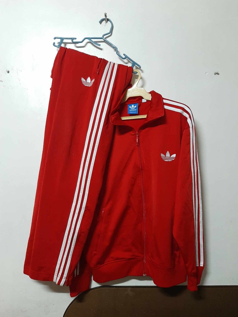 Adidas firebird tracksuit red clearance
