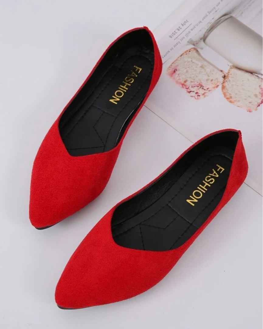 Red Shoes Flats Closed Size 8 9 10 11 Women s Fashion