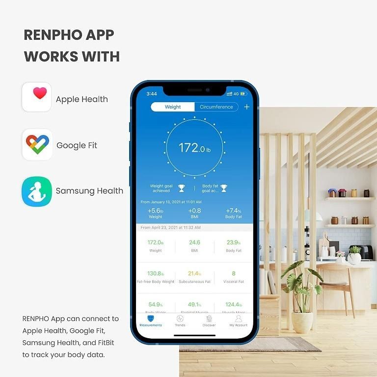 RENPHO Rechargeable Smart Scale, Digital Weight and Body Fat USB Weight BMI  Scale, Elis 1 Body Composition Monitor with Smartphone App sync with