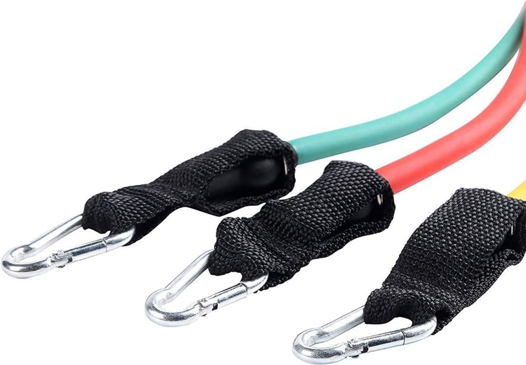 Resistance Band Set 12 Pack 5 Stackable Bands Carrying Case Door Anchor Ankle Straps Exercise Guide