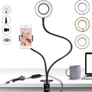 ring light with cellphone holder clip stand