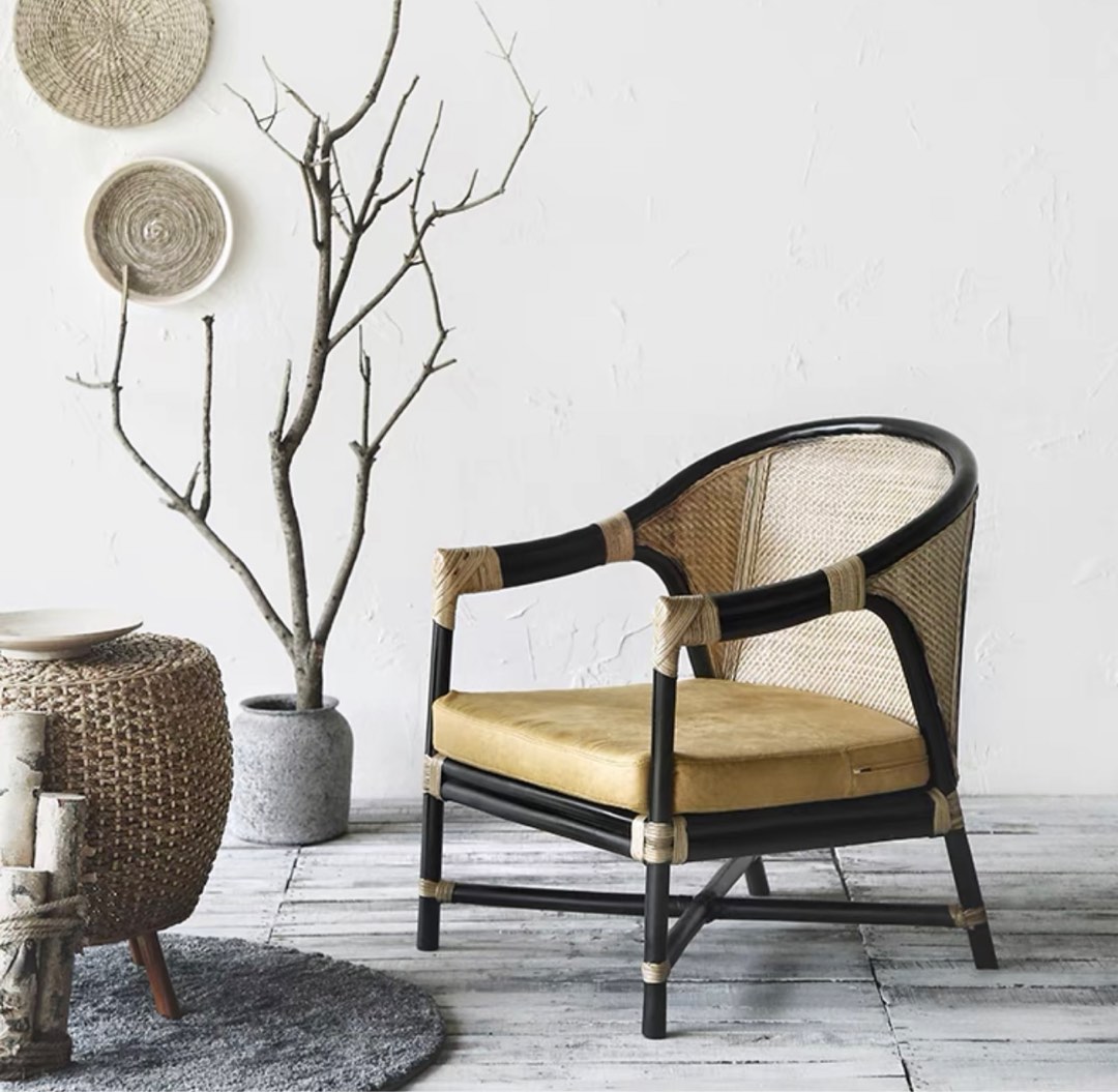 ROVEN Vintage Rattan Lounge Chair Furniture Home Living