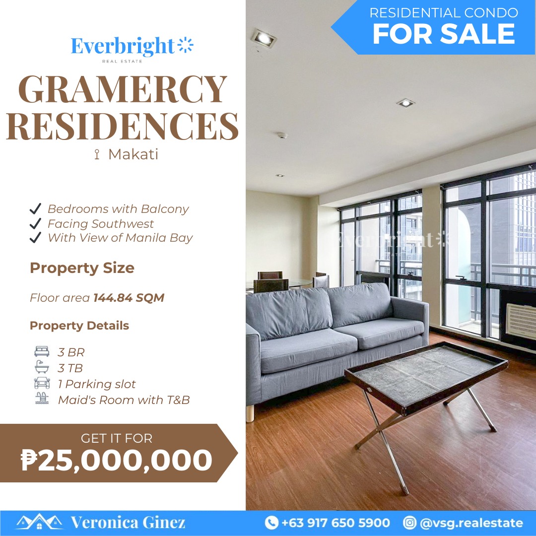 Rush Sale! 3BR unit for Sale in Gramercy Residences Makati, Property