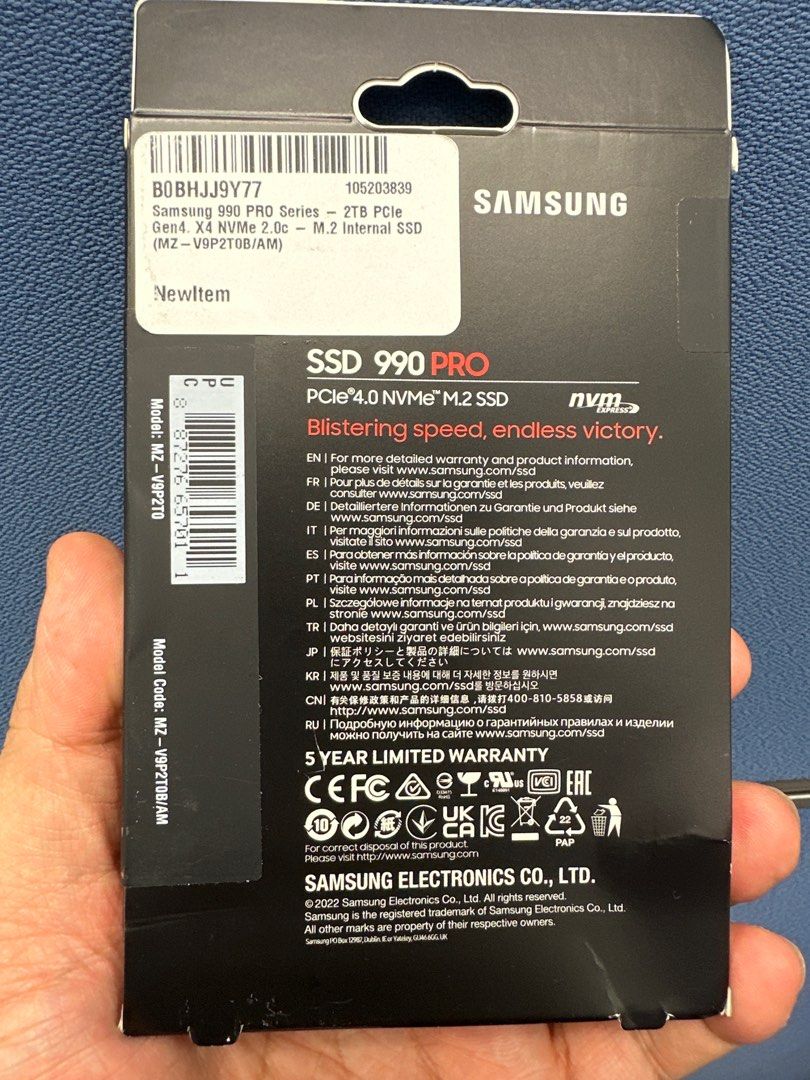 Samsung 990 PRO Series - 2TB PCIe Gen4. X4 NVMe 2.0c - M.2 Internal SSD  (MZ-V9P2T0B/AM)