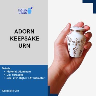 [saraurnsph] Adorn Keepsake Urn White Cremation Ashes Urn Funeral Container Jar Mini