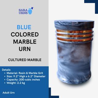 [saraurnsph] Blue Colored Marble Urn Cultured Marble Blue Urn Marble Urn for Adult Human Ashes