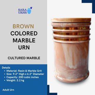 [saraurnsph] Brown Colored Marble Urn Cultured Marble Brown Urn Marble Urn for Adult Human Ashes