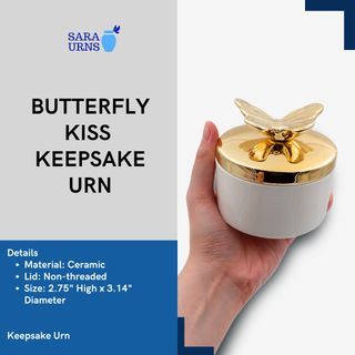 [saraurnsph] Butterfly Kiss Keepsake Urn Ceramic Mini Urn Cremation Ashes Jar Funeral Container
