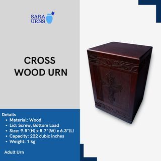 [saraurnsph] Cross Wood Urn Cremation Urn Jar for Human Travel Urn TSA Customs Urn