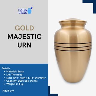 [saraurnsph] Gold Majestic Brass Metal Urn Cremation Urn Jar Silver Urn Gold for Ashes