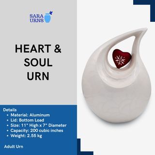 [saraurnsph] Heart Soul Urn Cremation White Teardrop Urn Jar for Human Ash Heart Urn Unique