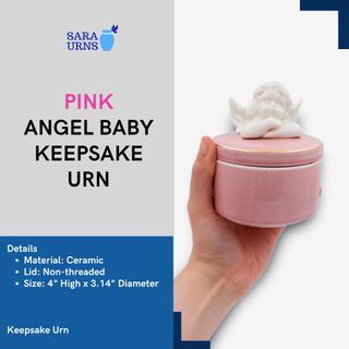 [saraurnsph] Pink Angel Baby Keepsake Urn Ceramic Mini Urn Cremation Ashes Jar Funeral Container