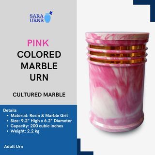[saraurnsph] Pink Colored Marble Urn Cultured Marble Pink Urn Marble Urn for Adult Human Ashes