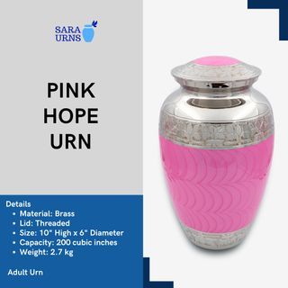 [saraurnsph] Pink Hope Brass Urn Cremation Urn Jar for Human Ashes Pink Urn Metal Urn Silver