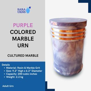 [saraurnsph] Purple Colored Marble Urn Cultured Marble Purple Urn Marble Urn for Adult Human Ashes